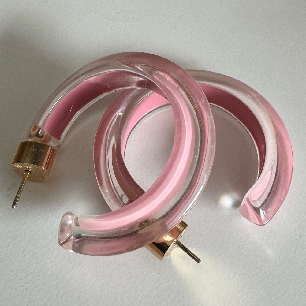 ALISON LOU Lucite & Enamel Small Jelly Hoop Earrings dusty rose